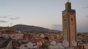 minaret with satellite dishes